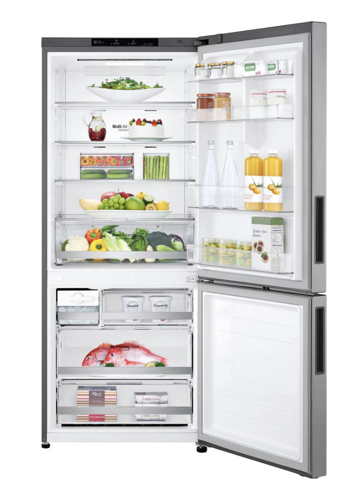 LG GB-455PL 420L Bottom Mount Fridge (Stainless Steel)